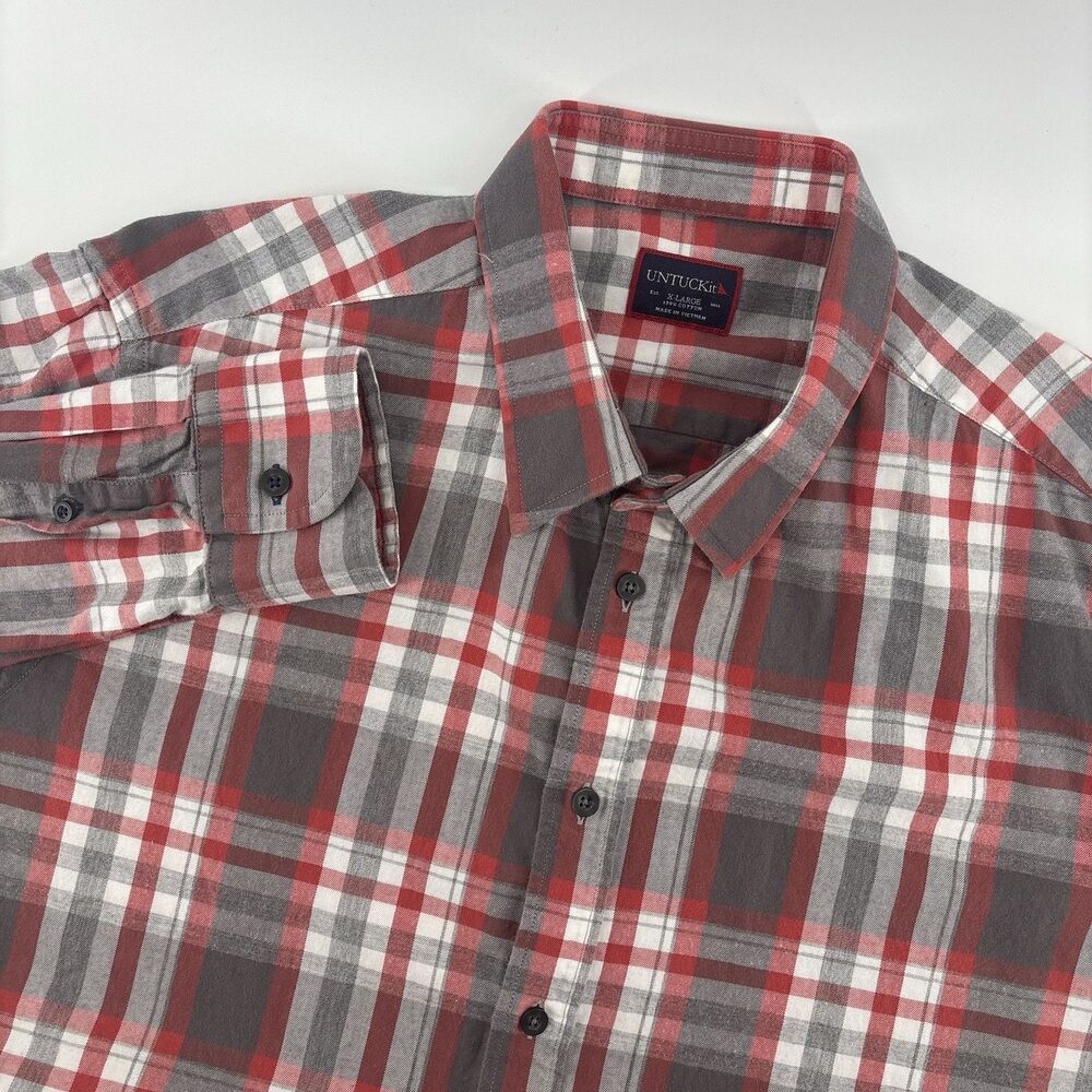UNTUCKit Mens XL Plaid Button‎ Down Shirt Long Sleeve Cotton Flannel Feel Warm